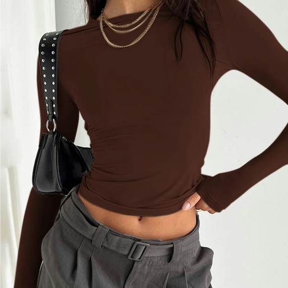 Cider NWT Brown Long Sleeve Women's Top - Picture 5 of 6